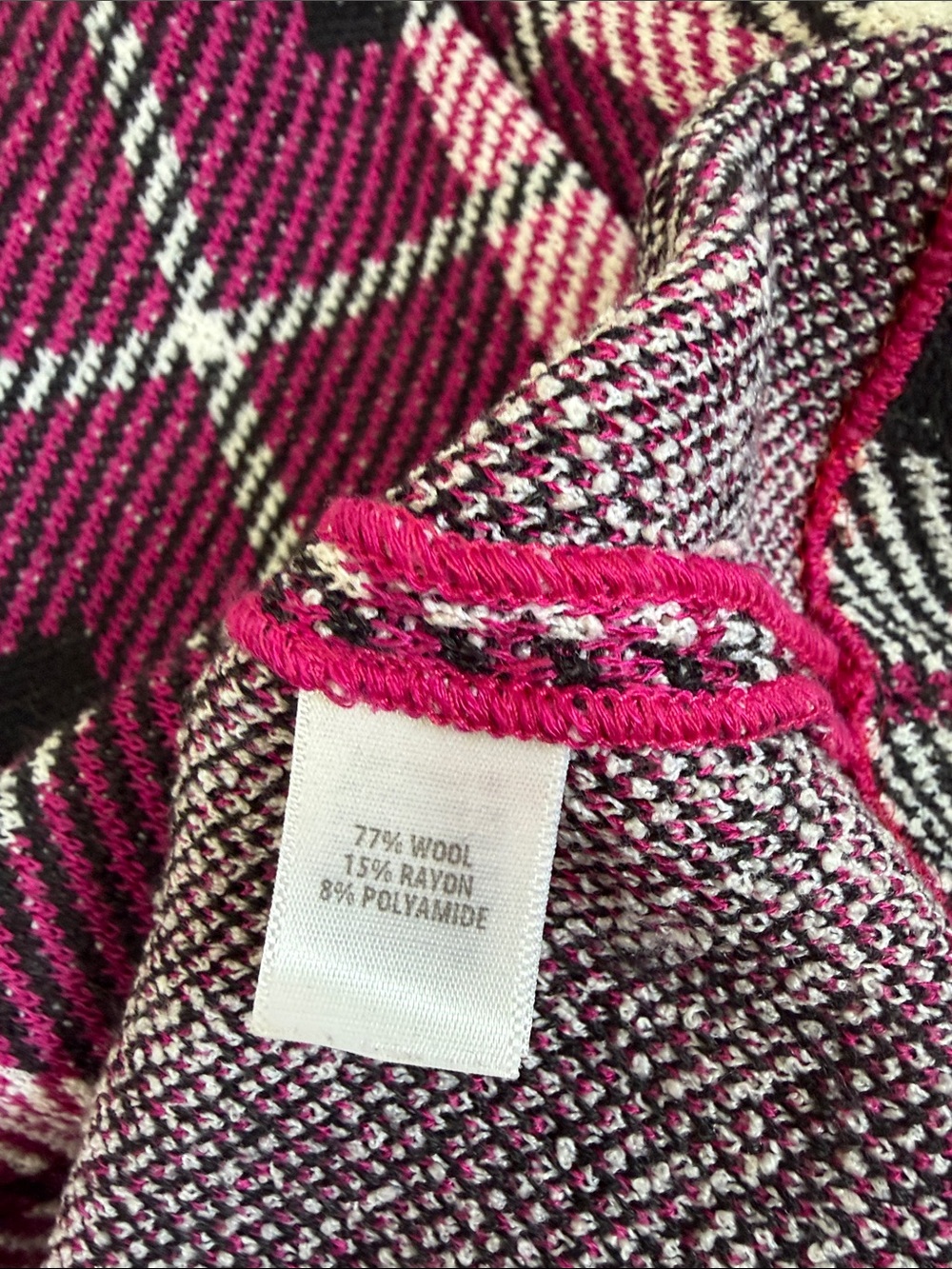 St. John Collection Pink Black White Plaid Slub Knit Wool Blend Midi Dress Sz 4 - Picture 5 of 12